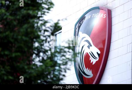 Vue générale de l'extérieur du stade avant le match Gallagher Premiership à Mattioli Woods Welford Road, Leicester. Date de la photo: Samedi 4 juin 2022. Banque D'Images