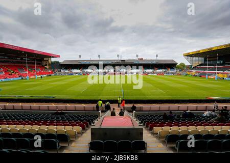 4th juin 2022 ; Mattioli Woods Welford Road Stadium, Leicester, Angleterre ; Gallagher Premiership Rugby, Leicester Tigers versus Wasps ; Une vue générale du Mattioli Woods Welford Road Stadium Banque D'Images