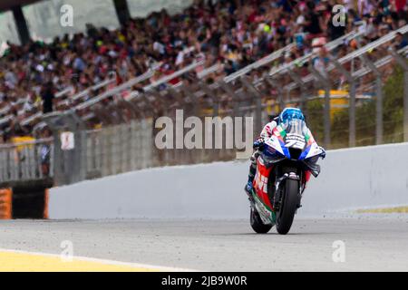 4th juin 2022; Circuito de Catalunya, Montmelo, Barcelone, Espagne: Gran PPremi Monster Energy de Catalunya, MotoGP d'Espagne, sessions de qualification: Alex Marquez d'Espagne conduit le (73) LCR Honda MotoGP pendant la journée de qualification Banque D'Images