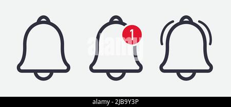 Icône de ligne de vecteur de sonnerie de notification de message pour la boîte de réception entrante Illustration de Vecteur