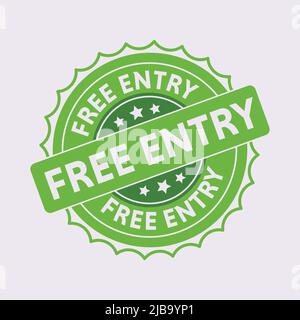 Tampon en caoutchouc à entrée libre isolé sur fond blanc. Gratter le joint rond avec le texte, la texture de l'encre, les éclaboussures et les taches Illustration de Vecteur