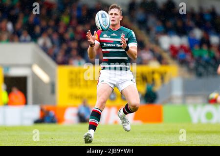 4th juin 2022 ; Mattioli Woods Welford Road Stadium, Leicester, Angleterre ; Gallagher Premiership Rugby, Leicester Tigers versus Wasps ; Freddie Steward of Leicester Tigers Banque D'Images