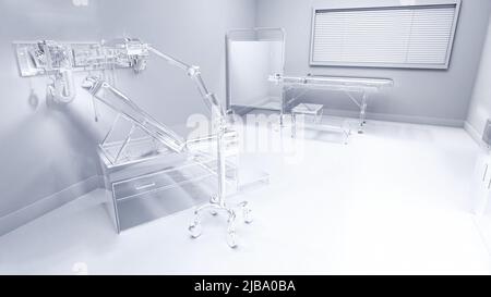 3D-illustration d'une chambre d'hôpital transparente Banque D'Images