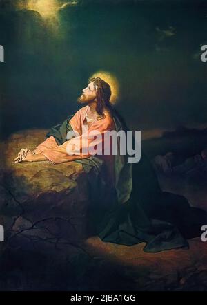 Christ dans Gethsemane par Heinrich Hofmann Banque D'Images