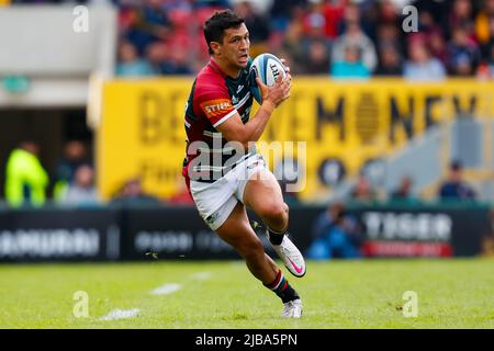 4th juin 2022 ; Mattioli Woods Welford Road Stadium, Leicester, Angleterre ; Gallagher Premiership Rugby, Leicester Tigers versus Wasps ; Matias Moroni, Leicester Tigers Banque D'Images