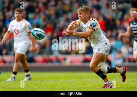 4th juin 2022; Mattioli Woods Welford Road Stadium, Leicester, Angleterre; Gallagher Premiership Rugby, Leicester Tigers versus Wasps; Ali Crossdale of Wasps Banque D'Images