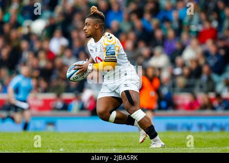 4th juin 2022 ; Mattioli Woods Welford Road Stadium, Leicester, Angleterre ; Gallagher Premiership Rugby, Leicester Tigers versus Wasps ; Paolo Odogwu de Wasps Banque D'Images