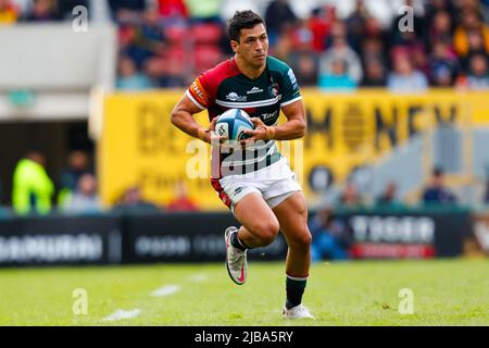 4th juin 2022 ; Mattioli Woods Welford Road Stadium, Leicester, Angleterre ; Gallagher Premiership Rugby, Leicester Tigers versus Wasps ; Matias Moroni, Leicester Tigers Banque D'Images