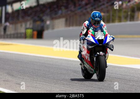 4th juin 2022; Circuito de Catalunya, Montmelo, Barcelone, Espagne: Gran PPremi Monster Energy de Catalunya, MotoGP d'Espagne, sessions de qualification: Alex Marquez d'Espagne conduit le (73) LCR Honda MotoGP pendant la journée de qualification Banque D'Images