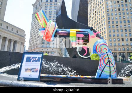 L'art anti-armes à feu à Foley Square à New York pour soutenir les survivants et la prévention de la violence par armes à feu, sur 4 juin 2022. Banque D'Images