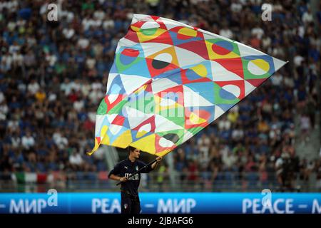 Bologne, Italie. 04th juin 2022. ROME, Italie - 04.06.2022: Drapeau officiel UEFA Nations League 2023 match de football entre l'Italie et l'Allemagne au Stadio Dall'Ara à Bologne le 04 juin 2022. Crédit : Agence photo indépendante/Alamy Live News Banque D'Images