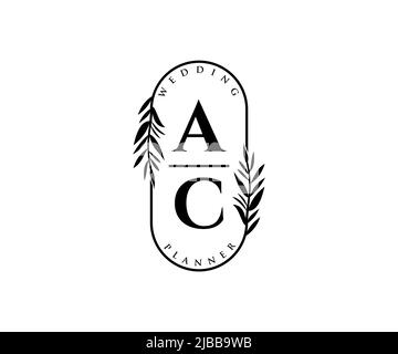 AC initiales lettre mariage monogramme collection de logos, dessin à la main moderne minimaliste et modèles floraux pour cartes d'invitation, Save the Date, élégant Illustration de Vecteur