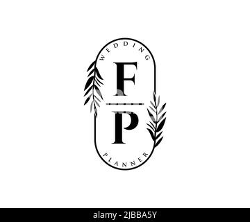 FP initiales lettre mariage monogramme collection de logos, dessin à la main moderne minimaliste et modèles floraux pour cartes d'invitation, Save the Date, élégant Illustration de Vecteur