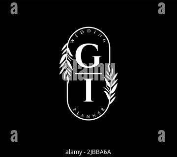 GI initiales lettre mariage monogramme collection de logos, dessin à la main moderne minimaliste et modèles floraux pour cartes d'invitation, Save the Date, élégant Illustration de Vecteur
