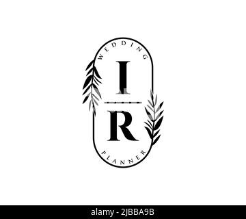 IR initiales lettre mariage monogramme collection de logos, dessin à la main moderne minimaliste et modèles floraux pour cartes d'invitation, Save the Date, élégant Illustration de Vecteur