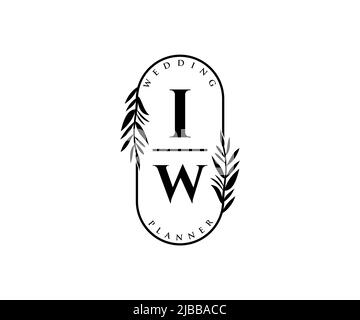 IW initiales lettre mariage monogramme logos collection, dessin à la main moderne minimaliste et modèles floraux pour cartes d'invitation, Save the Date, élégant Illustration de Vecteur