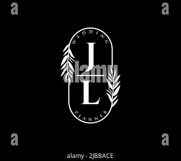 JL initiales lettre mariage monogramme logos collection, dessin à la main moderne minimaliste et modèles floraux pour cartes d'invitation, Save the Date, élégant Illustration de Vecteur