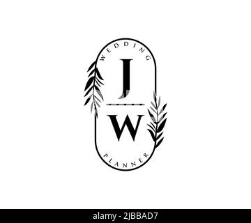 JW initiales lettre mariage monogramme logos collection, dessin à la main moderne minimaliste et modèles floraux pour cartes d'invitation, Save the Date, élégant Illustration de Vecteur