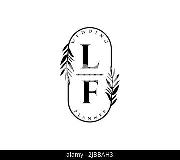 LF initiales lettre mariage monogramme logos collection, dessin à la main moderne minimaliste et modèles floraux pour cartes d'invitation, Save the Date, élégant Illustration de Vecteur