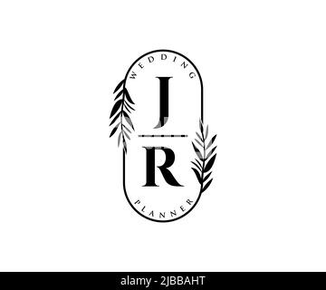 Jr initiales lettre mariage monogramme collection de logos, dessin à la main moderne minimaliste et modèles floraux pour cartes d'invitation, Save the Date, élégant Illustration de Vecteur