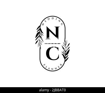 NC initiales lettre mariage monogramme de la collection de logos, dessin à la main moderne minimaliste et modèles floraux pour cartes d'invitation, Save the Date, élégant Illustration de Vecteur