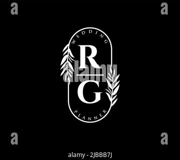 RG initiales lettre mariage monogramme logos collection, dessin à la main moderne minimaliste et modèles floraux pour cartes d'invitation, Save the Date, élégant Illustration de Vecteur