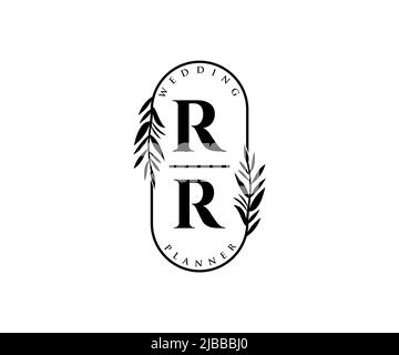 RR initiales lettre mariage monogramme logos collection, dessin à la main moderne minimaliste et modèles floraux pour cartes d'invitation, Save the Date, élégant Illustration de Vecteur