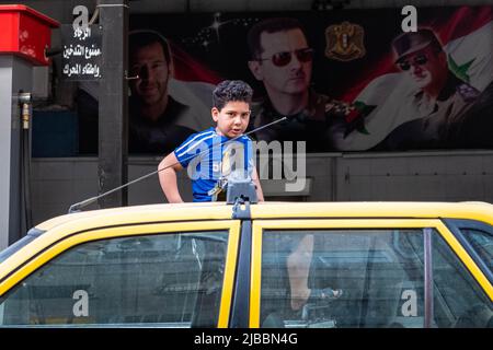 Damas, Syrie -mai 2022 : portrait de Bachar el-Assad, président de la Syrie Banque D'Images