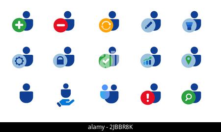 Profil de gestion des utilisateurs organisation équipe personnes avatar icône définir collection vecteur bleu Illustration de Vecteur