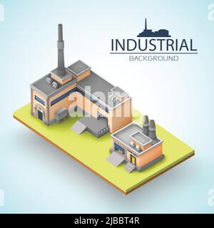 Pièce de terre isolée avec le concept de construction d'usine pour la présentation ou l'illustration de vecteur publicitaire Illustration de Vecteur