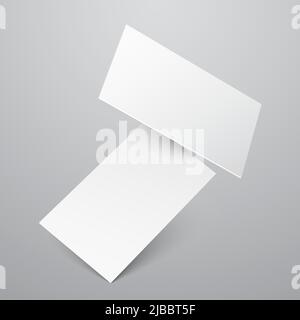 Modèle vectoriel de cartes de visite blanches. Papier blanc vierge, carte de papier de visite vide, illustration de la feuille de papier de message Illustration de Vecteur
