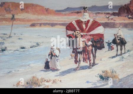 Art Caravan à dos de chameau, Jordanie Banque D'Images