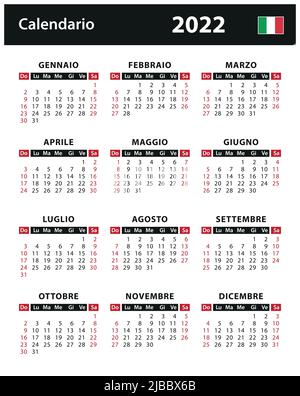 Calendrier 2022 - illustrations vectorielles. Italie, version italienne | Calendario 2022 - illustrazione di riserva di vettore. Italie, versione italiana Illustration de Vecteur