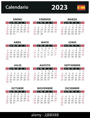 Calendrier 2023 - illustrations vectorielles. Espagne, version espagnole | Calendario 2023 - ilustración vectorial de stock. España, version en español Illustration de Vecteur