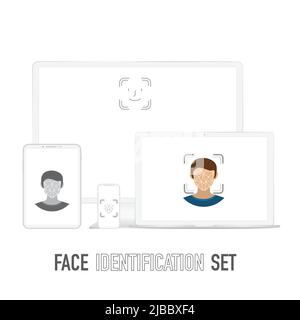 ID de visage de gadgets numériques blancs Illustration de Vecteur