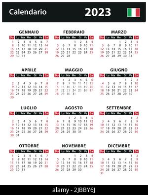 Calendrier 2023 - illustrations vectorielles. Italie, version italienne | Calendario 2023 - illustrazione di riserva di vettore. Italie, versione italiana Illustration de Vecteur