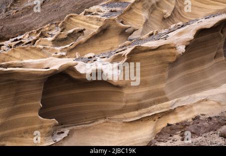 Gran Canaria, incroyable figure d'érosion de pierre de sable dans les ravins sur le cap Punta de las Arenas sur la partie ouest de l'île, également appelé Playa de Artena Banque D'Images