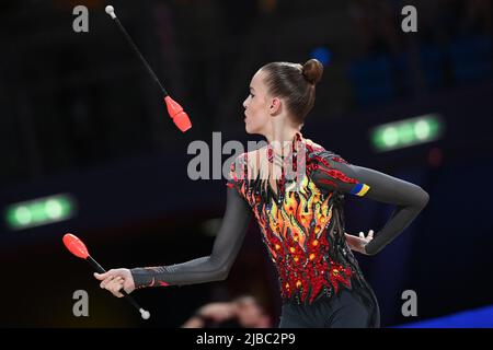 Melaniia Tur (UKR) pendant la coupe du monde de GYMNASTIQUE rythmique FIG 2022, gymnastique à Pesaro, Italie, 03 juin 2022 Banque D'Images