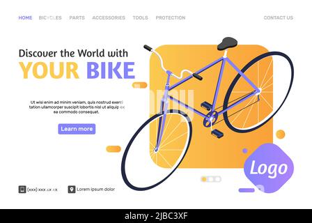 Page Web de la boutique en ligne avec vélo et place pour logo 3D illustration vectorielle isométrique Illustration de Vecteur