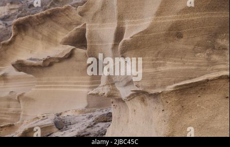 Gran Canaria, incroyable figure d'érosion de pierre de sable dans les ravins sur le cap Punta de las Arenas sur la partie ouest de l'île, également appelé Playa de Artena Banque D'Images