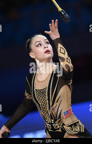 Pesaro, Italie. 03rd juin 2022. Erika Foster (Etats-Unis) pendant la coupe du monde de GYMNASTIQUE rythmique FIG 2022, gymnastique à Pesaro, Italie, 03 juin 2022 crédit: Agence de photo indépendante/Alamy Live News Banque D'Images