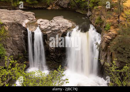 Chutes Ramsey - Une chute d'eau sur un ruisseau dans les bois au printemps. Banque D'Images