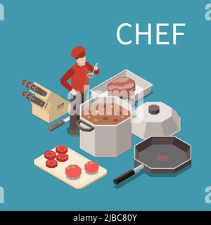 Composition du chef de cuisine professionnel Illustration de Vecteur