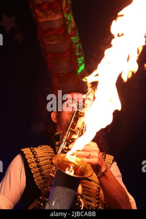 4th juin 2022, Scorrier House, Cornwall, Royaume-Uni. Ce Sax est en feu se produit pendant le deuxième jour de la Grande succession 2022 Banque D'Images