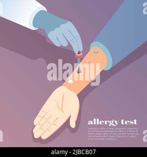 Symptômes d'allergie arrière-plan avec des symboles de test d'allergènes illustration vectorielle isométrique Illustration de Vecteur