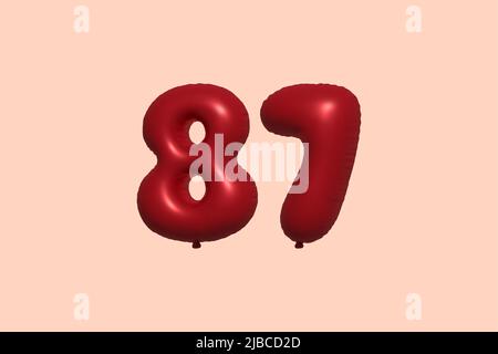 ballon à 87 3d chiffres en ballon d'air métallique réaliste rendu 3d. 3D ballons rouges à l'hélium à vendre décoration Fête anniversaire, célébration anniversaire, mariage vacances. Illustration vectorielle Illustration de Vecteur