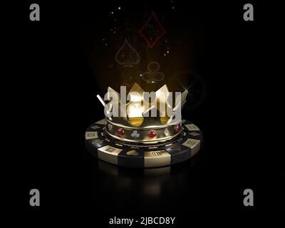 Fond créatif, cron de poker sur la puce. Masque inclus. 3D rendu Banque D'Images