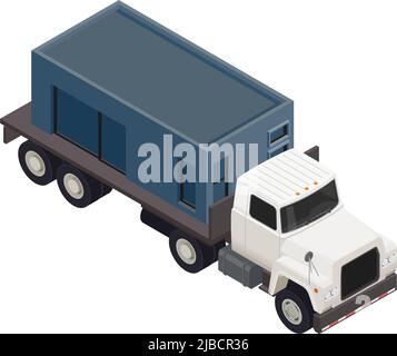 Construction de châssis modulaire composition isométrique avec image isolée de la section mobile du chariot de l'illustration vectorielle de la maison Illustration de Vecteur