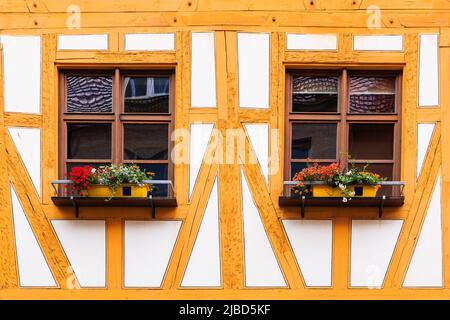Nuremberg, Allemagne. Détail de la maison à colombages à altstadt Nuremberg. Banque D'Images