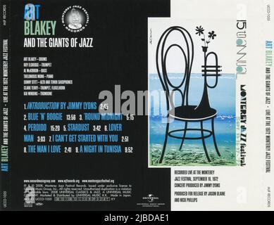 CD: Art Blakey & The Giants of Jazz - EN DIRECT AU FESTIVAL de JAZZ de Monterey 1972 (UCCO-1055), sortie: 01 octobre 2008. Banque D'Images